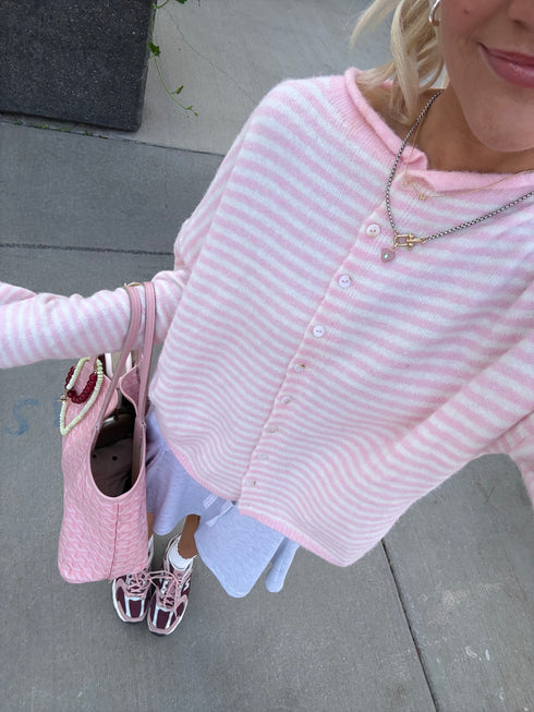 Coco Cutie Cardigan // Pink Stripe *PREORDER*
